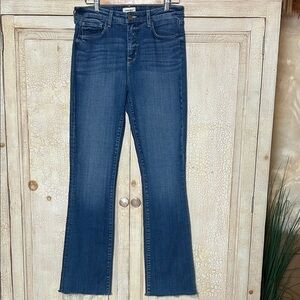 L' Agence Women's Ruth High-Rise Straight Leg Blue Denim Jeans Size 30 Raw Hem